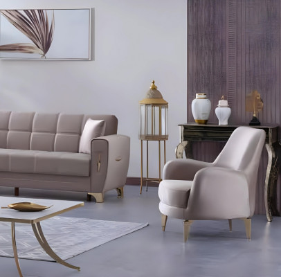 Luxury gray armchair for living room upholstered fabric chair
