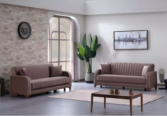 2-piece sofa set for living room 2x 3-seater sofas in luxury fabric