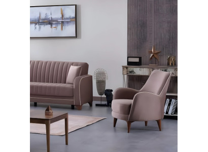Luxury armchair with padded seat for living room in modern fabric design