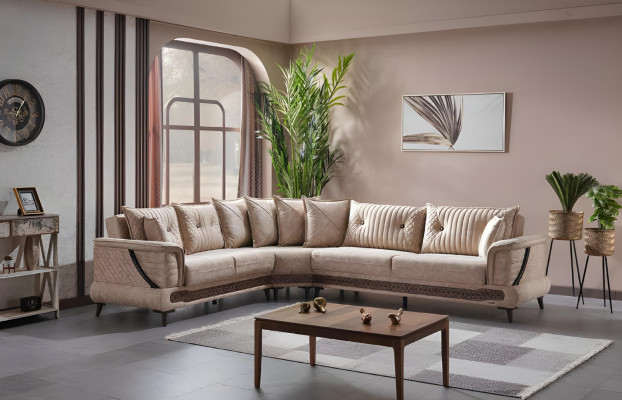 L-shaped design sofa set corner armchair fabric furniture
