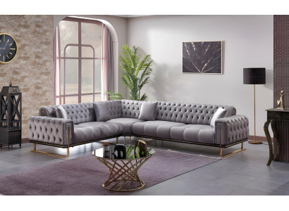 Gray modular L-shaped sofa upholstered furniture