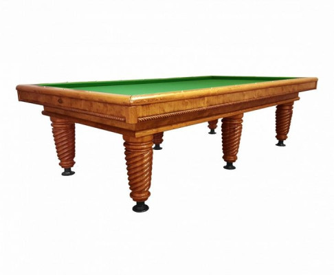 Brown solid wood billiard table with elegant details