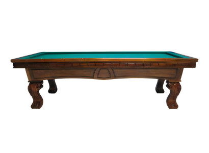 Brown solid wood billiard table with hand-carved legs
