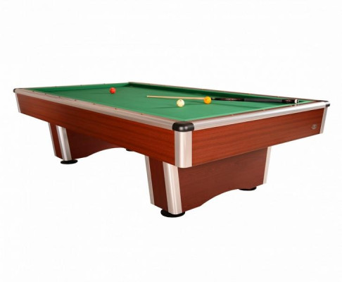 Modern brown wooden billiard table with aluminum frame
