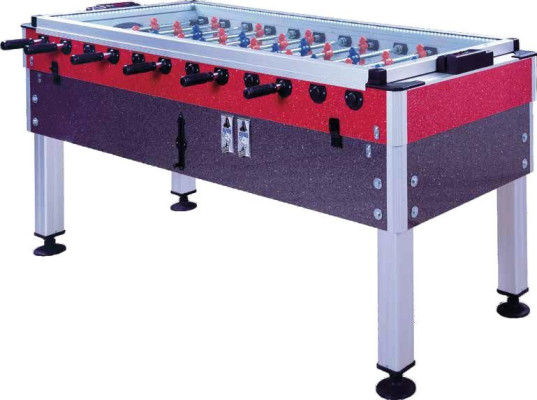 Professional red and gray foosball table in aluminum and MDF