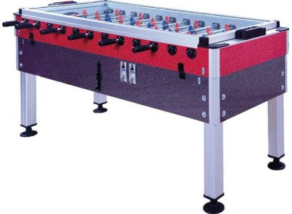 Professional red and gray foosball table in aluminum and MDF