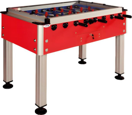 Professional red foosball table in aluminum and MDF
