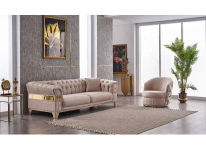 Luxury designer furniture set 2 pieces sofa 3+1 seats complete living room