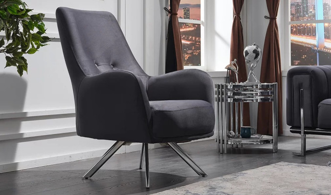 Luxury gray armchair upholstered furniture modern style