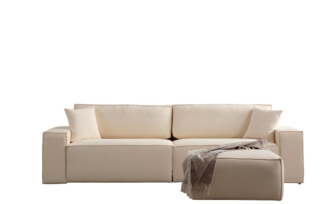Elegant beige exclusive pouf for four people set of 2 pieces