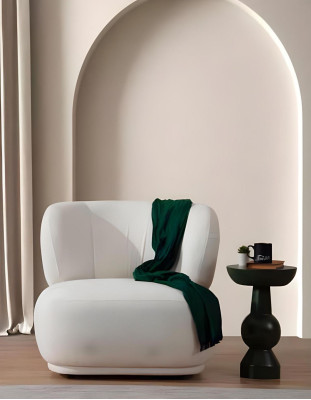 Modern white sofa set for living room, three-seater design sofa, elegant armchair