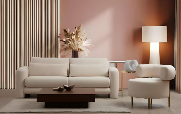 Luxurious white designer sofa set for living room 3 pieces