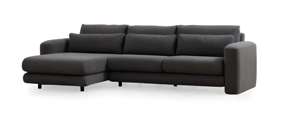 Modern L-shaped black sofa for living room
