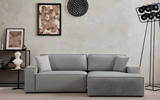 White fabric corner sofa style L for living room
