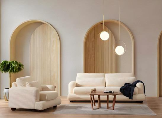 Luxury white fabric sofa set seating furniture 3-seater 3 pieces