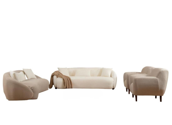 Elegant living room set 2x 3-seater sofas luxury armchairs 3 pieces