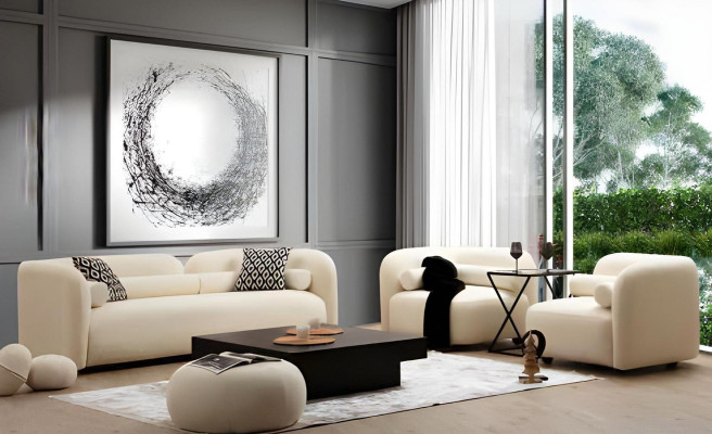 Modern black-red designer sofa set