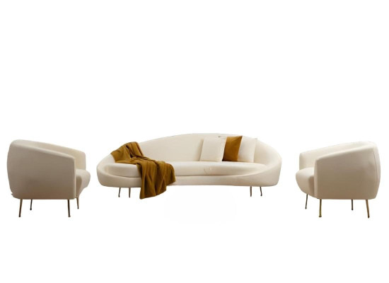 White design living room set modern armchair 2 pieces