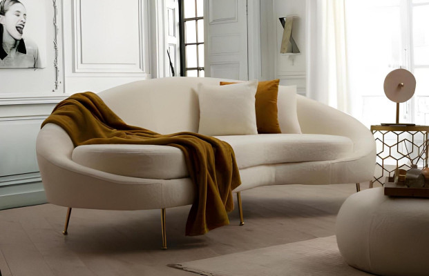 White design living room set modern armchair 2 pieces
