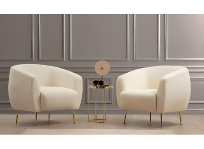 White design living room set modern armchair 2 pieces