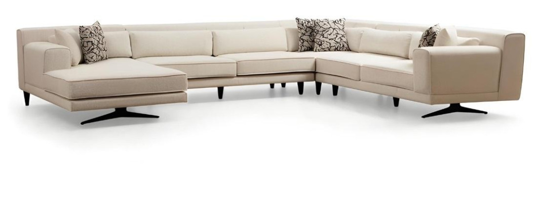 Luxurious white U-shaped design sofa for living room