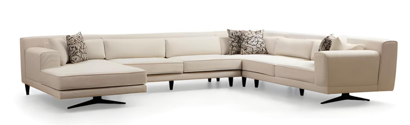 Luxurious white U-shaped design sofa for living room