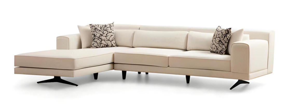 Luxurious white U-shaped design sofa for living room