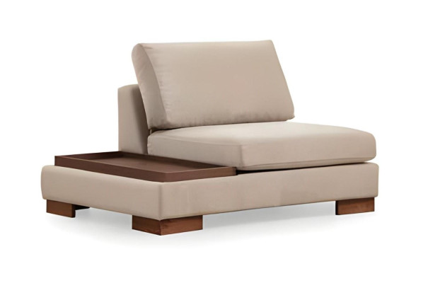 Beige fabric L-shaped design sofa for living room, elegant upholstered sofa