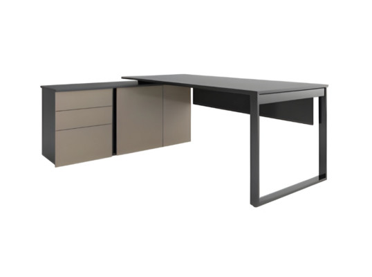 Elegant wooden corner desk with drawers