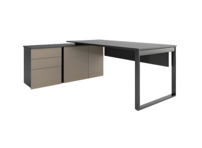Elegant wooden corner desk with drawers