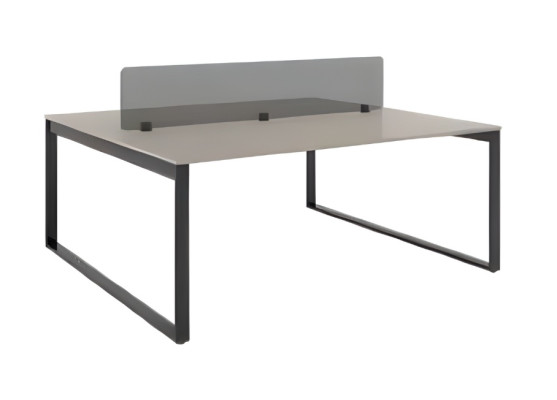 Elegant office desk with black gray partition panel