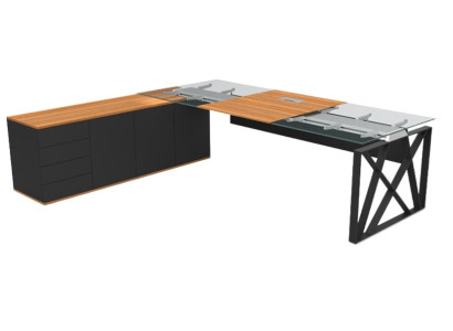 Luxurious corner desk glass table