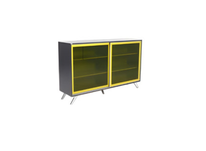 Elegant gray yellow document cabinet luxury office furniture in wood