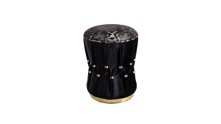 Padded pouf footrest stool ottoman black fabric