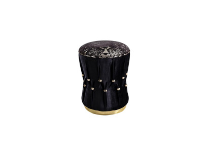 Padded pouf footrest stool ottoman black fabric