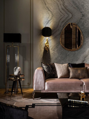 Three-seater sofa with landscape cushions for living room 230cm
