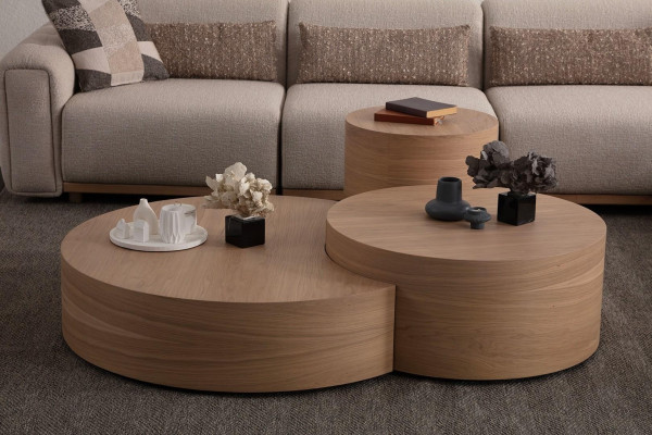 Upholstered coffee table accent table 3 pieces