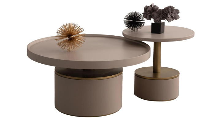 Upholstered coffee table living room table accent table 2 pieces
