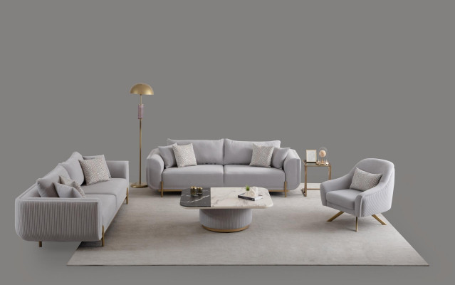 Canapé 3+3+1 places Nouveau Design Canapés Fauteuils Tissu Relax Moderne