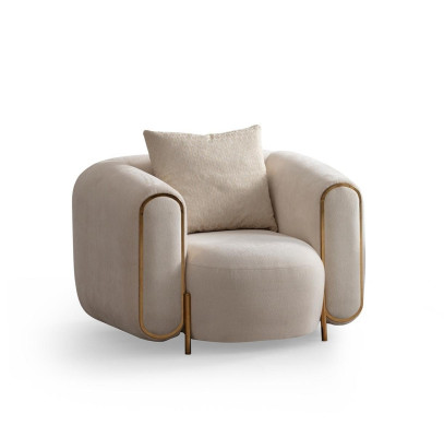 Beige luxury armchair in modern textile style