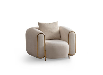 Beige luxury armchair in modern textile style