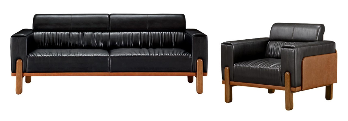 Design sofa set for living room with padded leather recliner 2 pieces