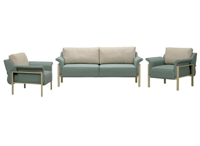Modern 3-piece leather sofa