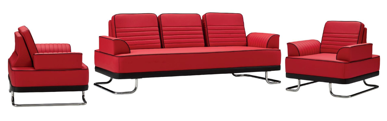 3-piece sofa set 3+1+1 in leather for aesthetically excellent living room