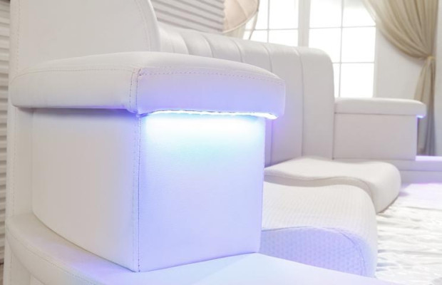 Modern round bed with LED lighting