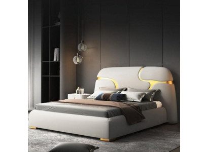 Modern gray and gold coated bed