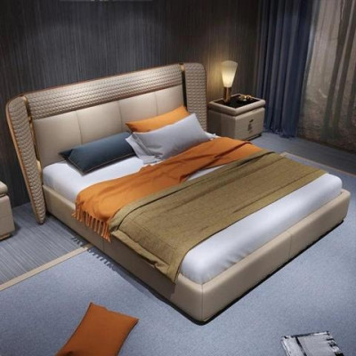 Modern luxury quilted bed beige