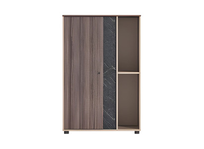 Modern beige-brown table lamp with wood and stone effect, open, space-saving