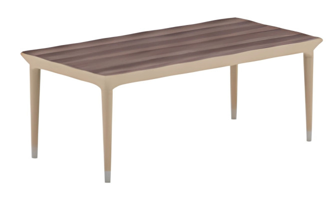 Modern beige coffee table, wood effect, elegant legs