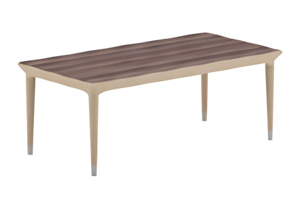 Modern beige coffee table, wood effect, elegant legs